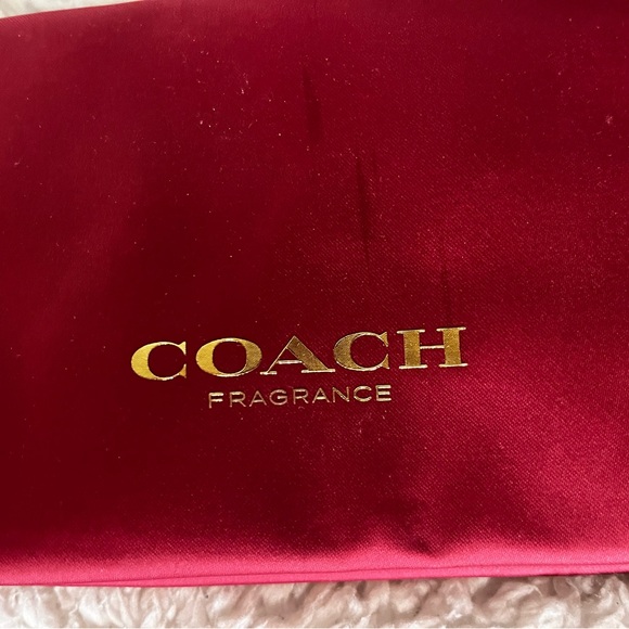 COACH Satin Toiletry Pouch Cosmetics Bag Burgundy Silk C Logo Gold New with Tags - Picture 5 of 6